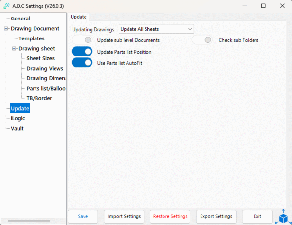 Inventor ADC (Automatic Drawing Creator)_Update